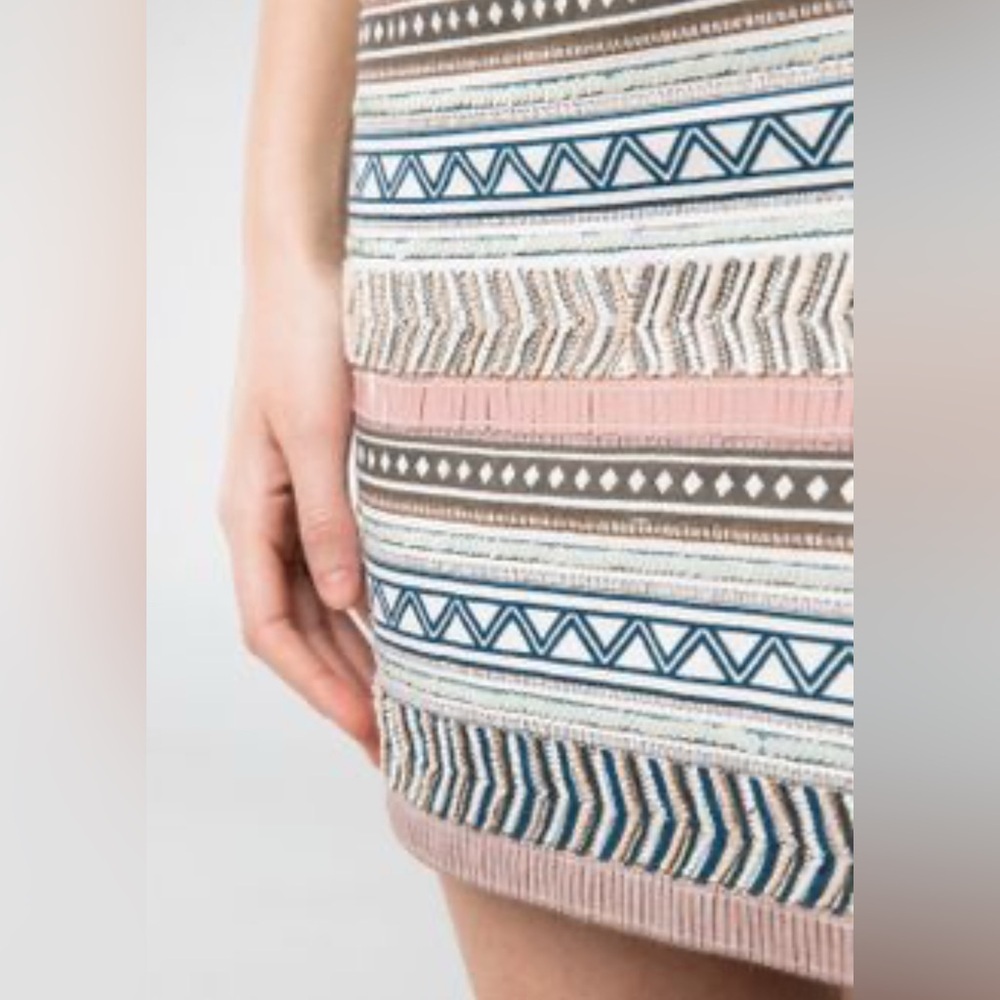NWT Mango Beaded Tribal-Pattern Mini Skirt Size 4